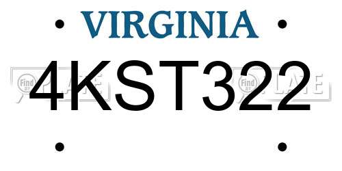 4KST322 Virginia License Plate