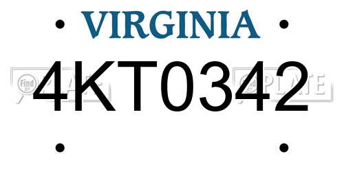 4KT0342 Virginia License Plate
