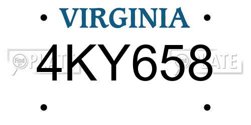 4KY658 Virginia License Plate