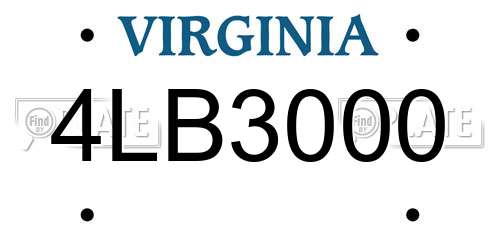 4LB3000 Virginia License Plate
