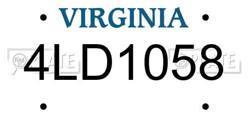 4LD1058 Virginia License Plate