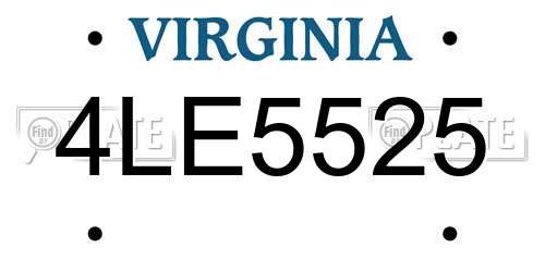 4LE5525 Virginia License Plate