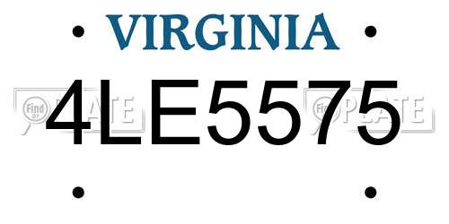 4LE5575 Virginia License Plate