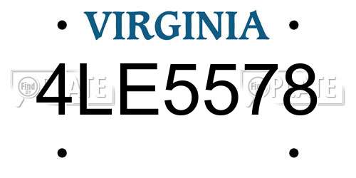 4LE5578 Virginia License Plate