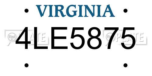 4LE5875 Virginia License Plate