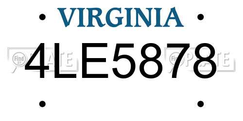 4LE5878 Virginia License Plate