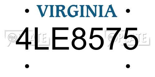 4LE8575 Virginia License Plate
