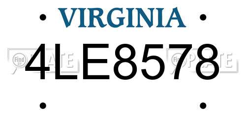 4LE8578 Virginia License Plate