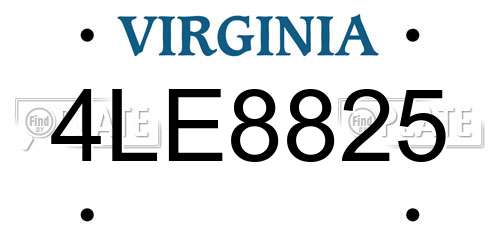 4LE8825 Virginia License Plate