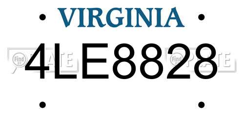 4LE8828 Virginia License Plate