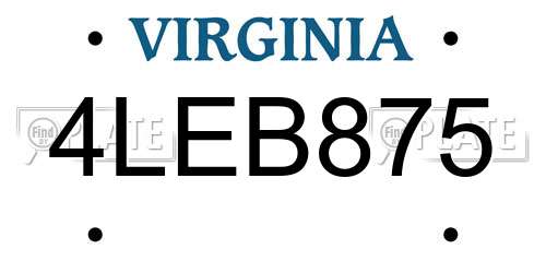 4LEB875 Virginia License Plate