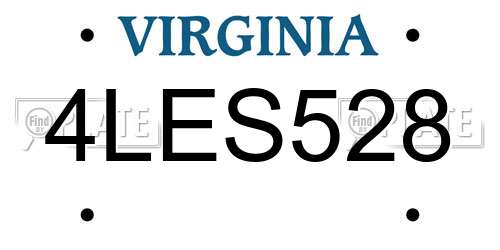 4LES528 Virginia License Plate