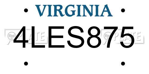 4LES875 Virginia License Plate