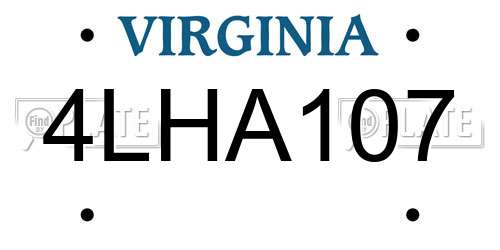 4LHA107 Virginia License Plate