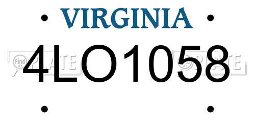 4LO1058 Virginia License Plate