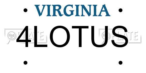 4LOTUS Virginia License Plate