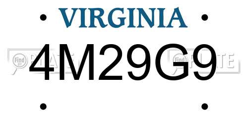 4M29G9 Virginia License Plate