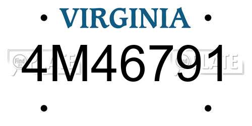4M46791 Virginia License Plate