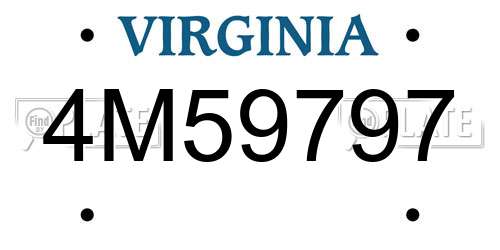 4M59797 Virginia License Plate