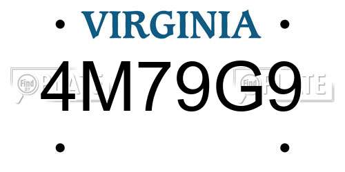 4M79G9 Virginia License Plate
