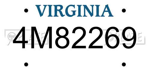 4M82269 Virginia License Plate