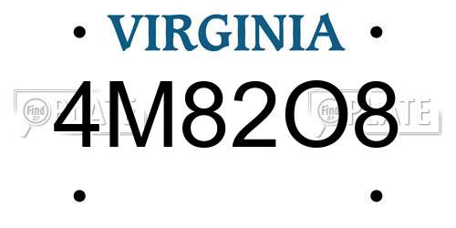 4M82O8 Virginia License Plate