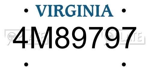 4M89797 Virginia License Plate