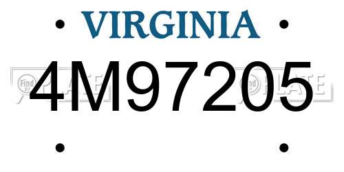 4M97205 Virginia License Plate