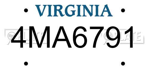4MA6791 Virginia License Plate
