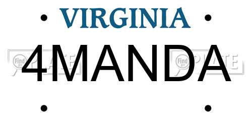 4MANDA Virginia License Plate