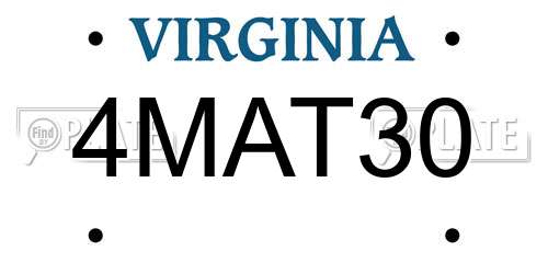 4MAT30 Virginia License Plate