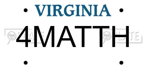4MATTH Virginia License Plate