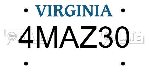 4MAZ30 Virginia License Plate