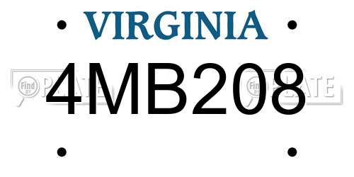 4MB208 Virginia License Plate
