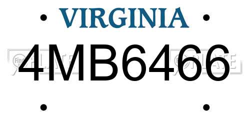 4MB6466 Virginia License Plate