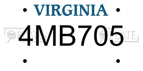 4MB705 Virginia License Plate