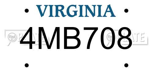 4MB708 Virginia License Plate