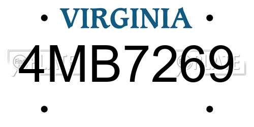 4MB7269 Virginia License Plate