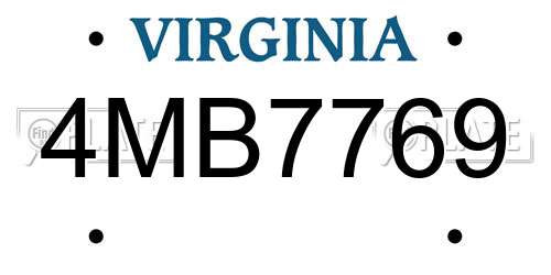 4MB7769 Virginia License Plate