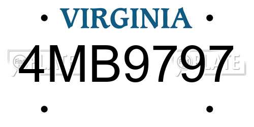 4MB9797 Virginia License Plate
