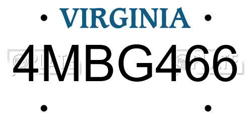 4MBG466 Virginia License Plate