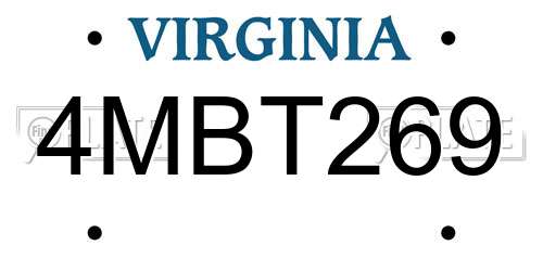 4MBT269 Virginia License Plate