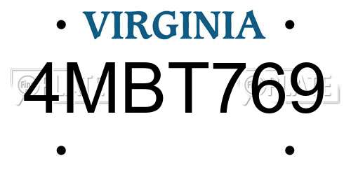 4MBT769 Virginia License Plate