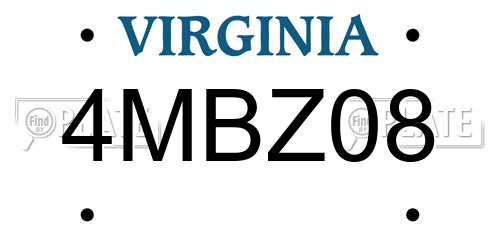 4MBZ08 Virginia License Plate