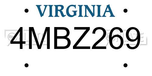 4MBZ269 Virginia License Plate