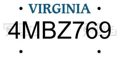 4MBZ769 Virginia License Plate