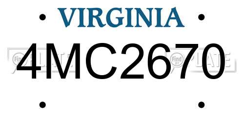 4MC2670 Virginia License Plate