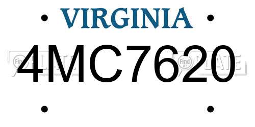 4MC7620 Virginia License Plate