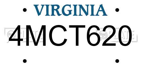 4MCT620 Virginia License Plate