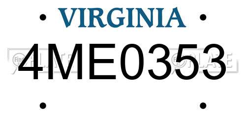 4ME0353 Virginia License Plate